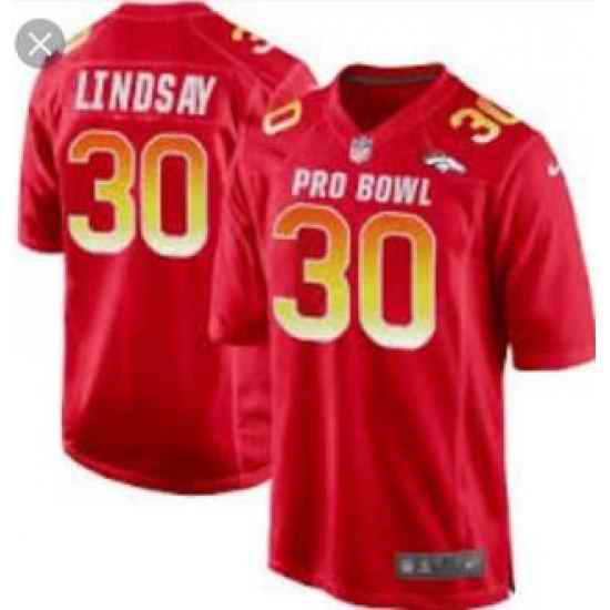 Denver Broncos #30 Lindsay Pro Bowl Red Jersey